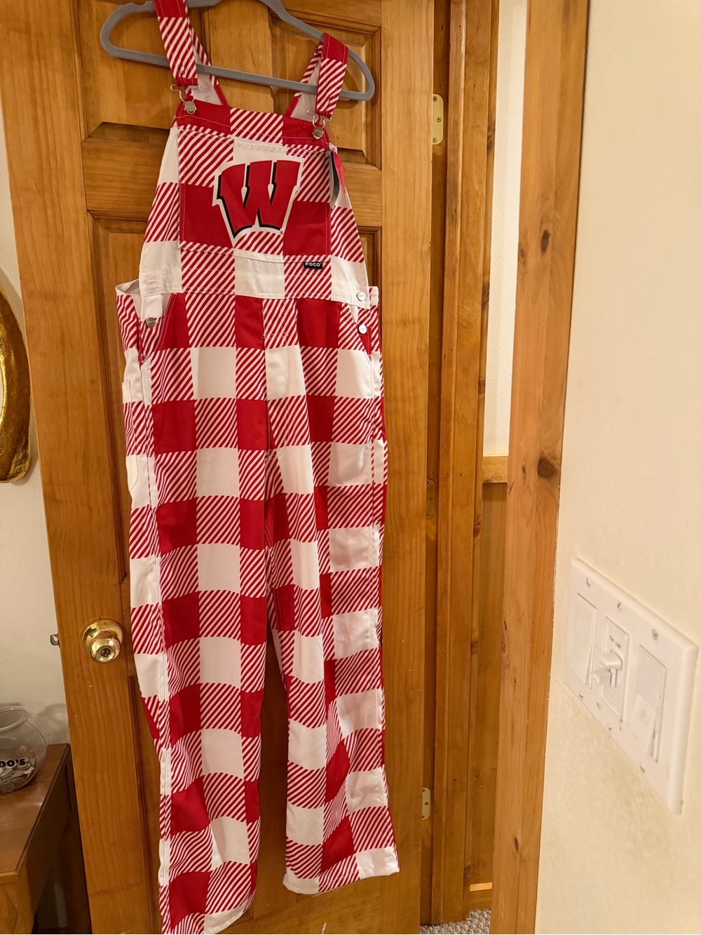 Red & White Checked Women's Overalls Jumpsuit